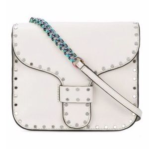 Rebecca Minkoff Fold Over White Stud Crossbody Bag